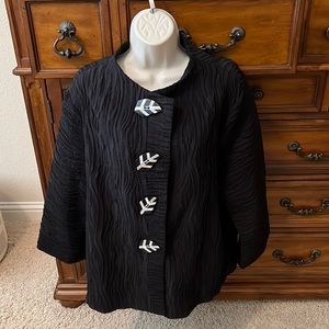 NWOT Niche black jacket with stand up collar; fabric & buttons are gorgeous